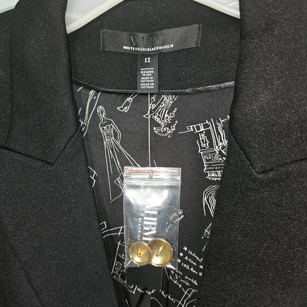 NWT | White House Black Market 3-Button Fashion Blazer | Black | 12 - Picture 11 of 12